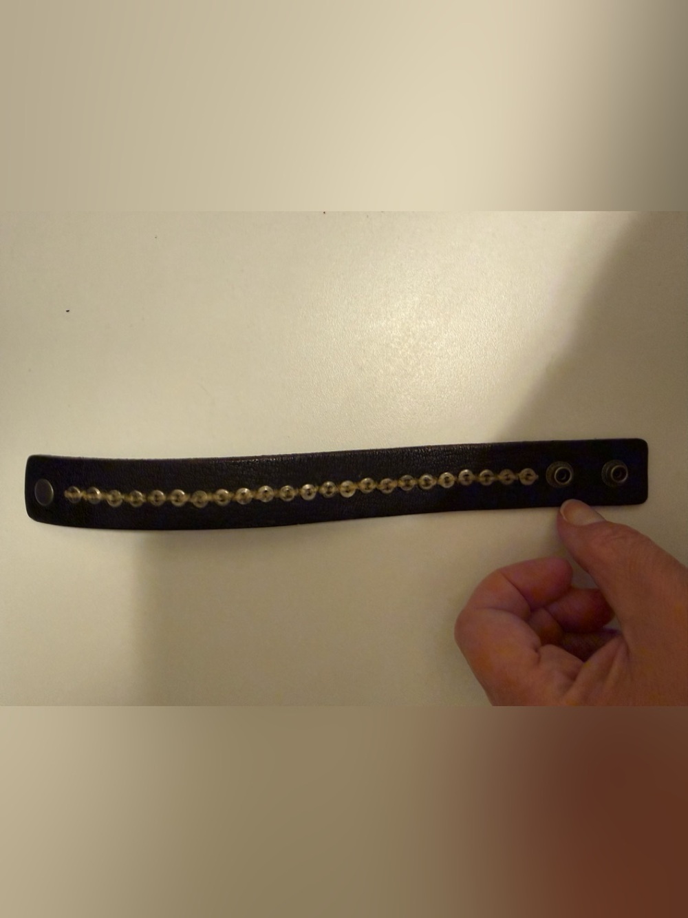 Dark Brown Studded Leather Bracelet with Snap Closures